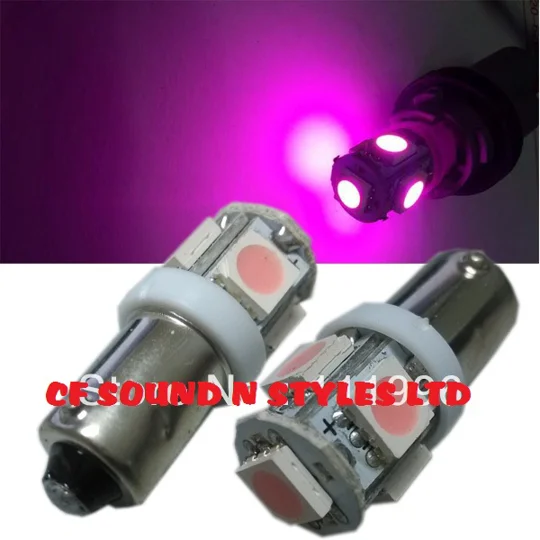 2 x BA9S Purple Wedge Pink SMD Parking Light & No. Plate Bulbs LED