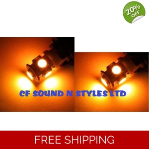 2 x BA9S AMBER ORANGE SMD Parking Light & No. Plate Bulbs LED