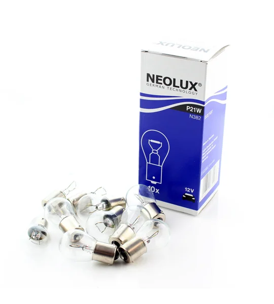 10 x Neolux 12v Trade 21w Large BA15S P21W 382 1156 Rear Stop Tail Fog Beam Bulbs