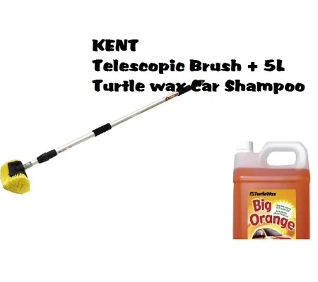 Kent Q4397 Extra Long Telescopic Brush + 5Ltrs Turtle Wax Car Shampoo