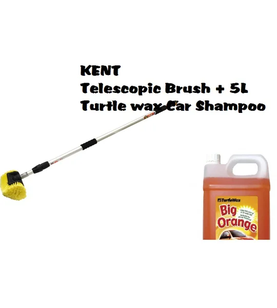 Kent Q4397 Extra Long Telescopic Brush + 5Ltrs Turtle Wax Car Shampoo