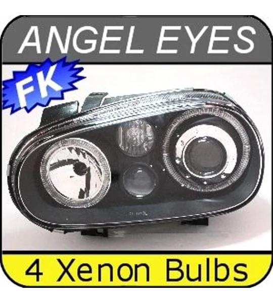 VW Golf MK 4 Yrs 98-04,Black R32 Style Angeleye Halo Headlights RHD E marked