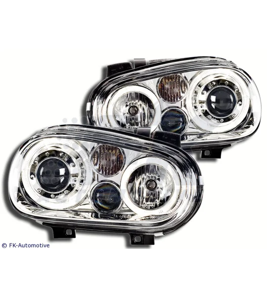 VW Golf MK 4 Yrs 98-04,Chrome R32 Style Angeleye Halo Headlights RHD E marked
