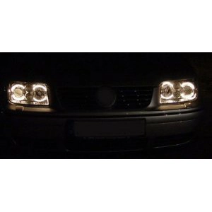 VW Bora Yrs 98-04, Black Style Angeleye Halo Headlights RHD E marked