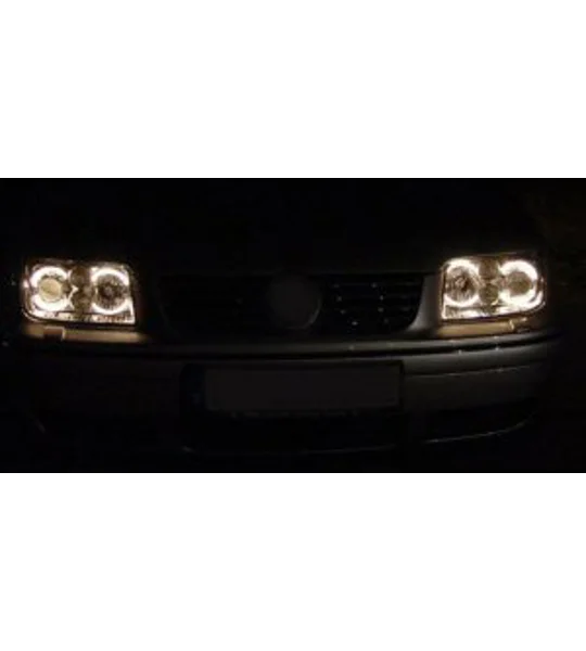 VW Bora Yrs 98-04, Black Style Angeleye Halo Headlights RHD E marked