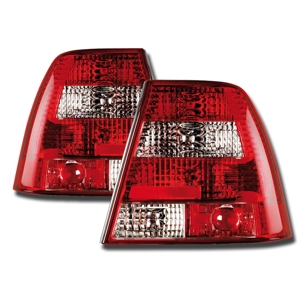 VW Bora Yrs 98 - 04  Crystal Red/Clear Taillights Set