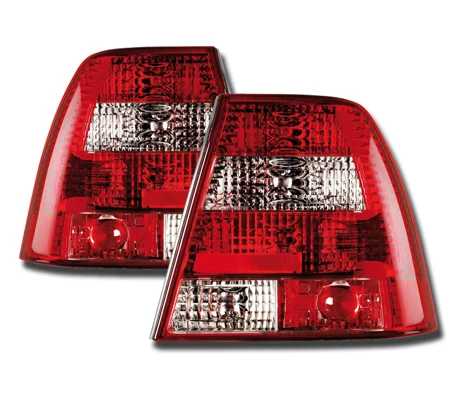 VW Bora Yrs 98 - 04 Crystal Red/Clear Taillights Set