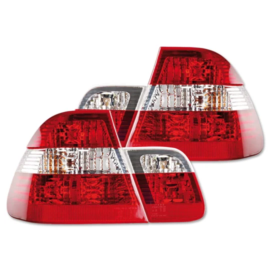 BMW E46 3 Series Facelift 01-04 Crystal Red/Clear Taillights Set