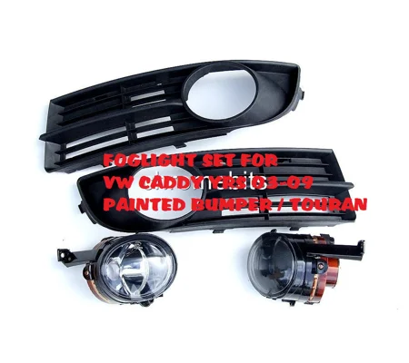 VW Caddy Van, With Painted Touran Style Bumper Yrs 03-09 Fog Light Kit Fogs & Grills Included