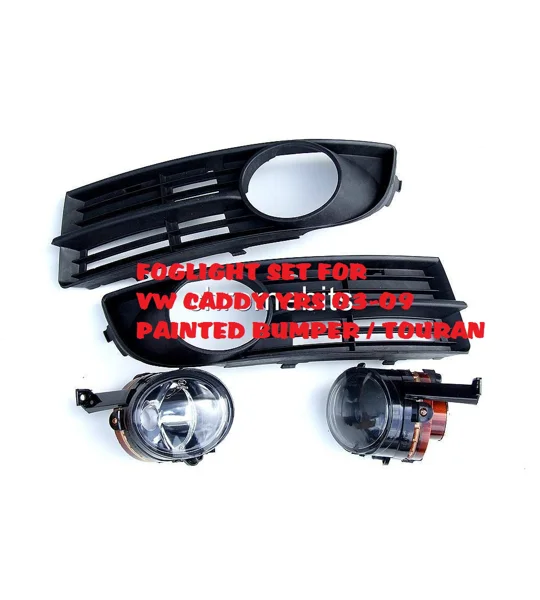 VW Caddy Van, With Painted Touran Style Bumper Yrs 03-09 Fog Light Kit Fogs & Grills Included