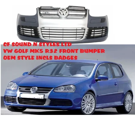 VW GOLF MK 5 V Yrs 04-09 OEM STYLE R32 FULL FRONT BUMPER & Grills PLASTIC