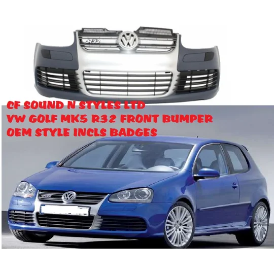 VW GOLF MK 5 V Yrs 04-09 OEM STYLE R32 FULL FRONT BUMPER & Grills PLASTIC