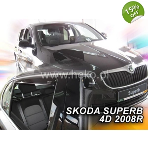 Skoda Superb MK2 B6 Yrs 08-15 on Brand New Heko 4 Piece Wind Deflectors 28332