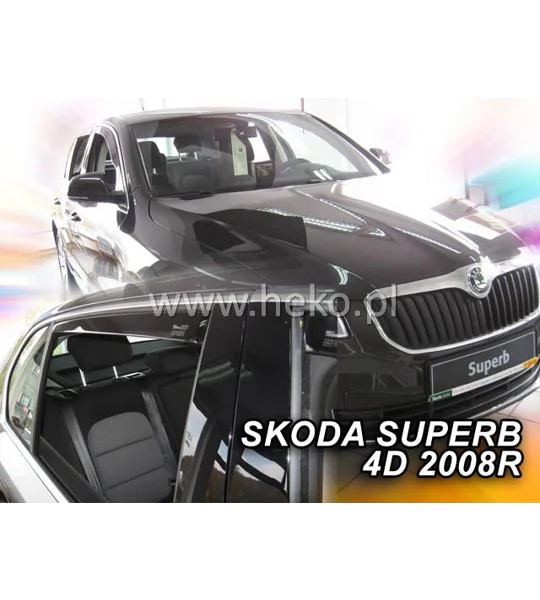 Skoda Superb MK2 B6 Yrs 08-15 on Brand New Heko 4 Piece Wind Deflectors 28332