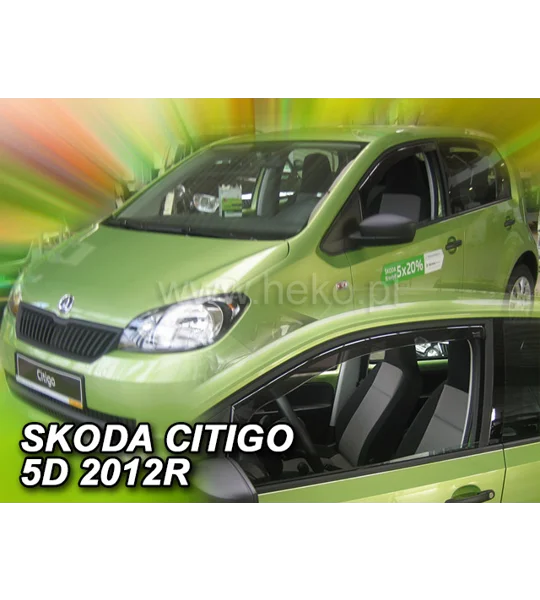 VW Up Skoda Citigo 3drs Yrs 12-on Brand New 2 Piece Heko Tinted Wind Deflectors