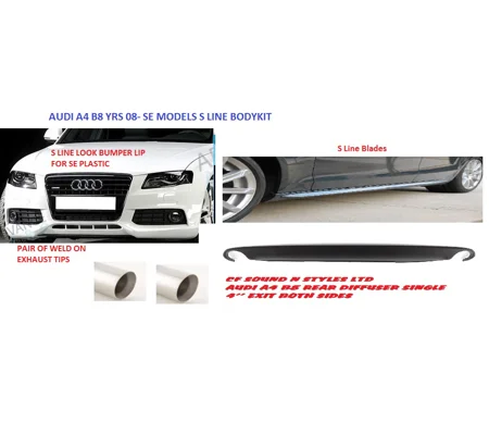 AUDI A4 B8 S Line Bodykit for SE Models Front Lip Blades & Diffuser