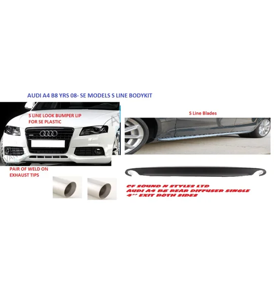 AUDI A4 B8 S Line Bodykit for SE Models Front Lip Blades & Diffuser