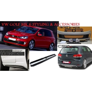 VW Golf MK6 VI 09-12 GTI Bodykit Front Bumper Incl Foglights,Plastic & GTI Sideskirts & Rear Bumper Insert