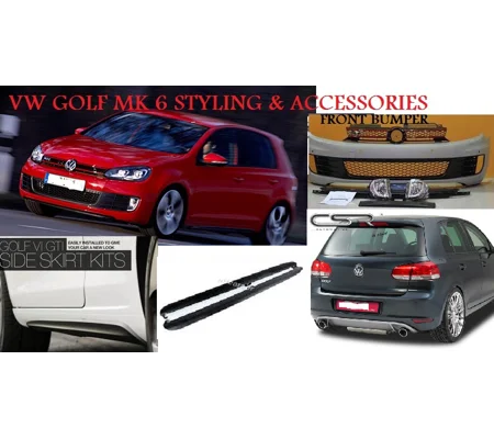 VW Golf MK6 VI 09-12 GTI Bodykit Front Bumper Incl Foglights,Plastic & GTI Sideskirts & Rear Bumper Insert