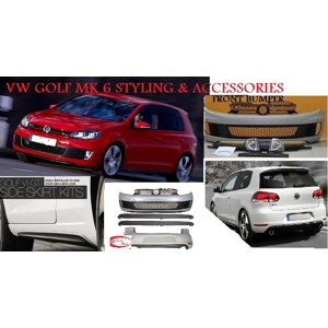 VW Golf MK6 VI 09-12 GTI Bodykit Front Bumper Incl Foglights,Plastic & GTI Sideskirts & FULL GTI Rear Bumper