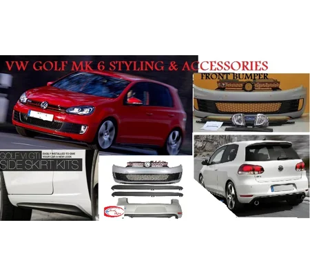 VW Golf MK6 VI 09-12 GTI Bodykit Front Bumper Incl Foglights,Plastic & GTI Sideskirts & FULL GTI Rear Bumper