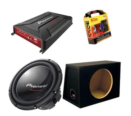PIONEER TSW-311 1400Watt Sub, Pioneer Amplifier Wiring Kit & Sub Box
