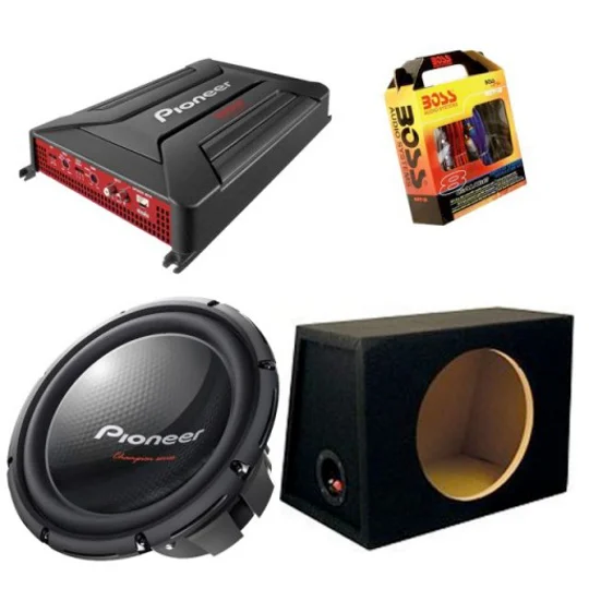 PIONEER TSW-311 1400Watt Sub, Pioneer Amplifier Wiring Kit & Sub Box