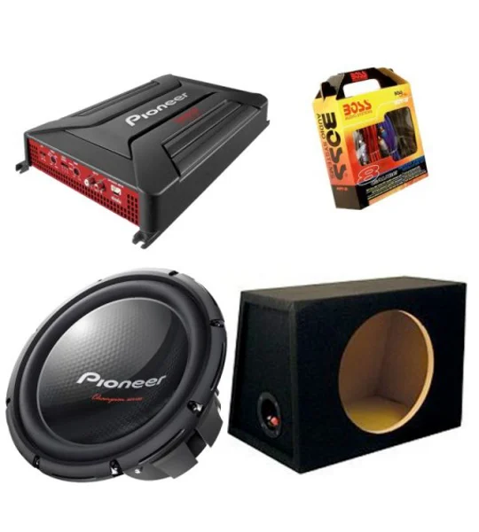 PIONEER TSW-311 1400Watt Sub, Pioneer Amplifier Wiring Kit & Sub Box