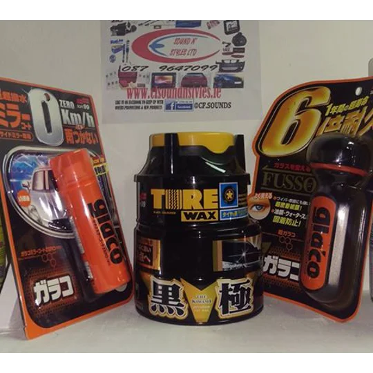 FUSSO WAX GIFT SET Kiwami, Glaco Mirror & Glass Tyre Wax & Microfibre