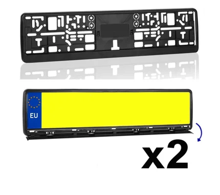 Plain Black Number Plate Surrounds Pair x 2