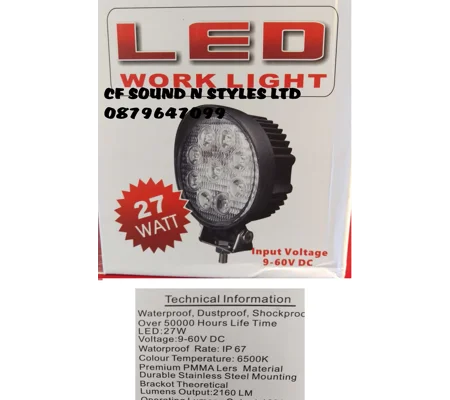 27 Watt 4.5 Inch LED High Power Cree Work Lamp Light, 2100 LUMENS 12 & 24 Volt