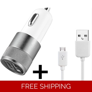 Universal Dual USB Car Charger Adapter + USB Charging Data Cable For Samsung LG Sony Huawei Xiaomi USB Data Cable Car Charge