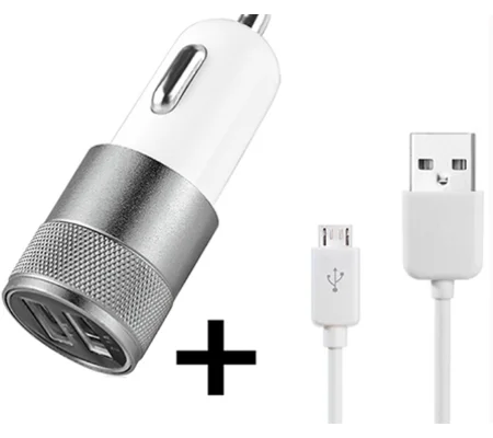 Universal Dual USB Car Charger Adapter + USB Charging Data Cable For Samsung LG Sony Huawei Xiaomi USB Data Cable Car Charge
