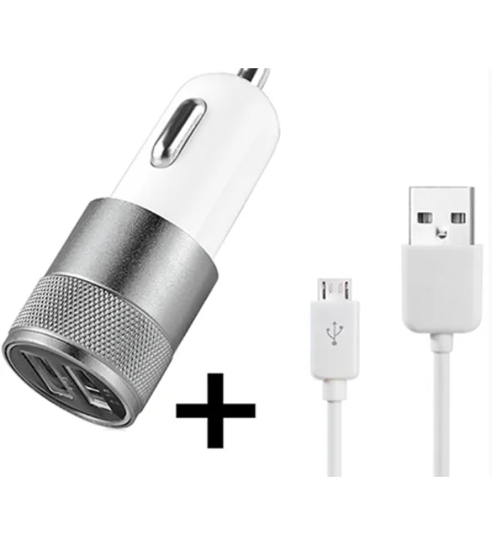 Universal Dual USB Car Charger Adapter + USB Charging Data Cable For Samsung LG Sony Huawei Xiaomi USB Data Cable Car Charge