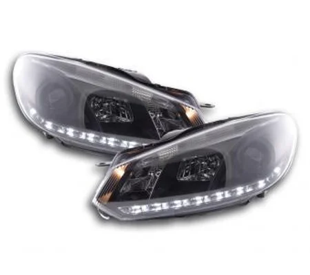 VW Golf GTD GTI R20 LED DRL Black Headlights RHD Road Legal