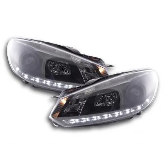 VW Golf GTD GTI R20 LED DRL Black Headlights RHD Road Legal