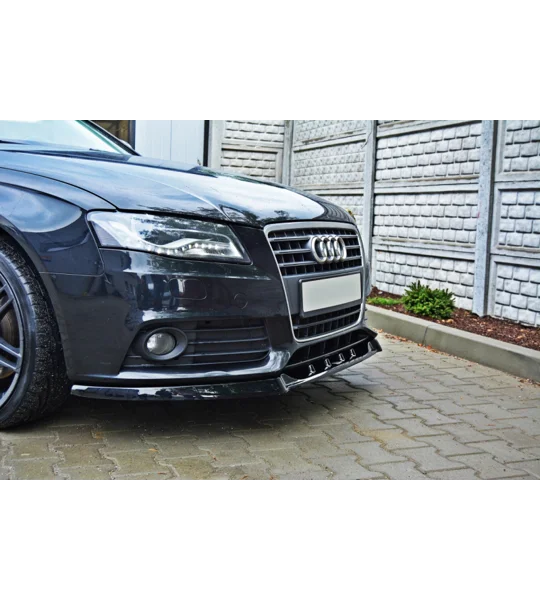 Audi A4 B8 Yrs 08- 12 SE Models MAXTON Front Bumper Lip Spoiler Splitter GLOSS BLACK