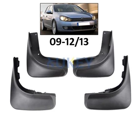 VW Golf MK6 Yrs 09-13 4pc Set Fitted Moulded Mudflaps