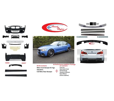 BMW 3 series F30 Yrs 11- M PERFORMANCE BODYKIT Front & Rear Bumpers & Sideskirts Style Plastic