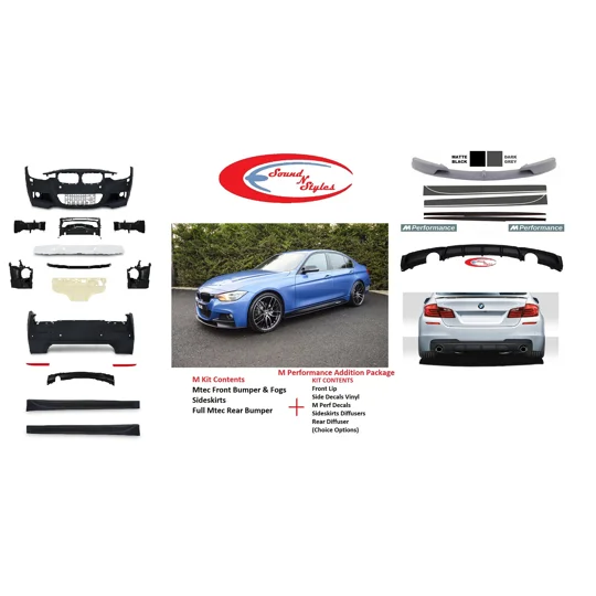 BMW 3 series F30 Yrs 11- M PERFORMANCE BODYKIT Front & Rear Bumpers & Sideskirts Style Plastic
