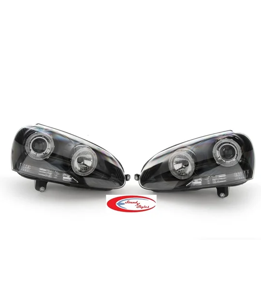 VW Golf MK V 5 Yrs 04-09,Black R32 Style Angeleye Halo Headlights RHD