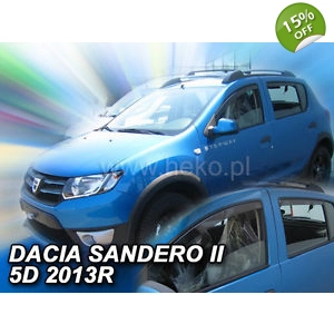 Dacia Sandero II Yrs 2013 - on Brand New 4 Piece Heko Wind Deflectors Visors 13113