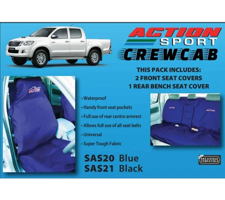 ACTION SPORT HEAVY DUTY 4x4 Seat Covers Waterproof CREWCAB SET