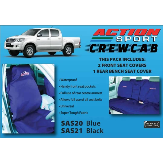 ACTION SPORT HEAVY DUTY 4x4 Seat Covers Waterproof CREWCAB SET