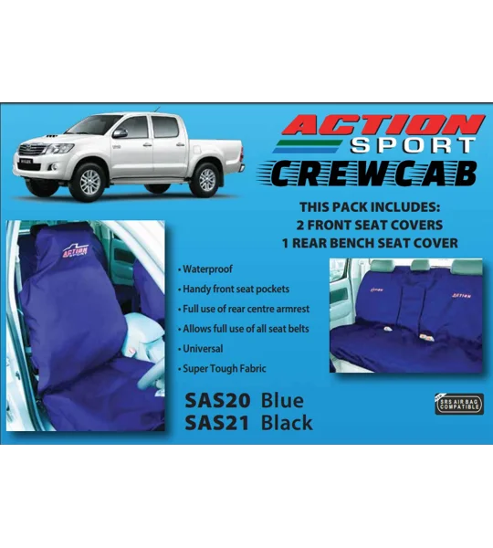 ACTION SPORT HEAVY DUTY 4x4 Seat Covers Waterproof CREWCAB SET