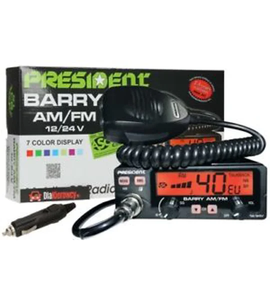 President BARRY CB Radio 40 Channel Am & FM Multi Colour Display NEW Model