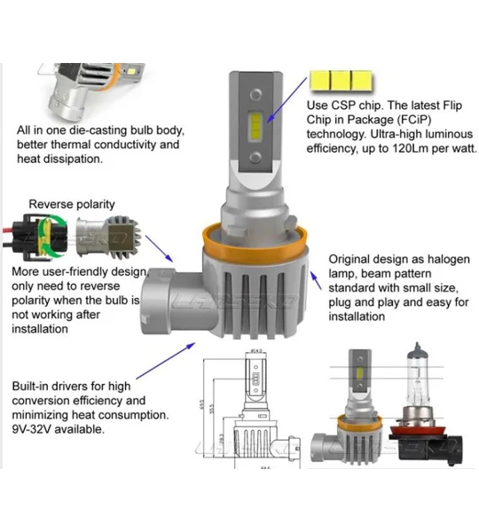 NEW 4000LM High Output Led Foglight Headlight Bulbs H7 H1 H3 9006 9005 H11 H8 H15