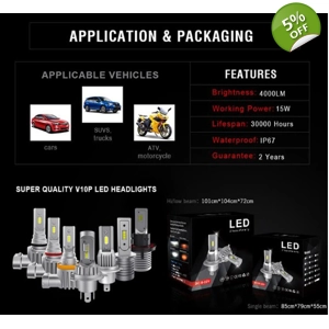 NEW 4000LM High Output Led Foglight Headlight Bulbs H7 H1 H3 9006 9005 H11 H8 H15