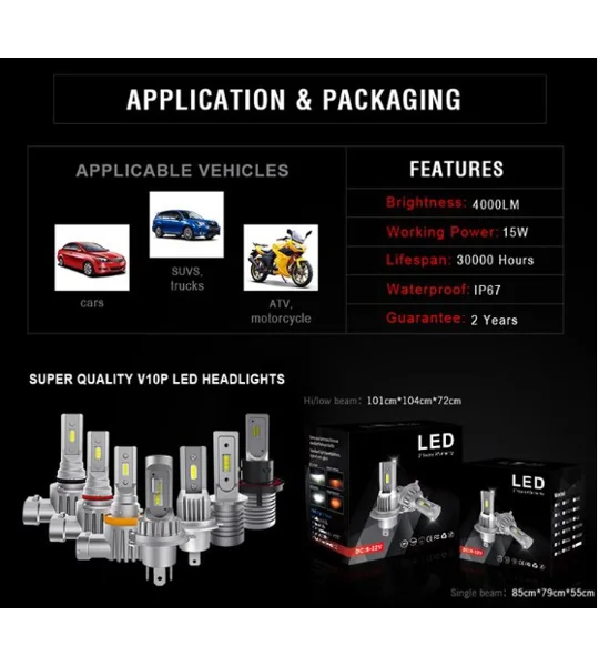 NEW 4000LM High Output Led Foglight Headlight Bulbs H7 H1 H3 9006 9005 H11 H8 H15