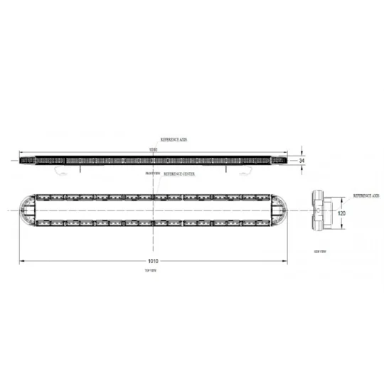 Warning Light Bar PREMIUM 1005mm, 12/24V, amber, R65/R10 Beacon Strobe Recovery